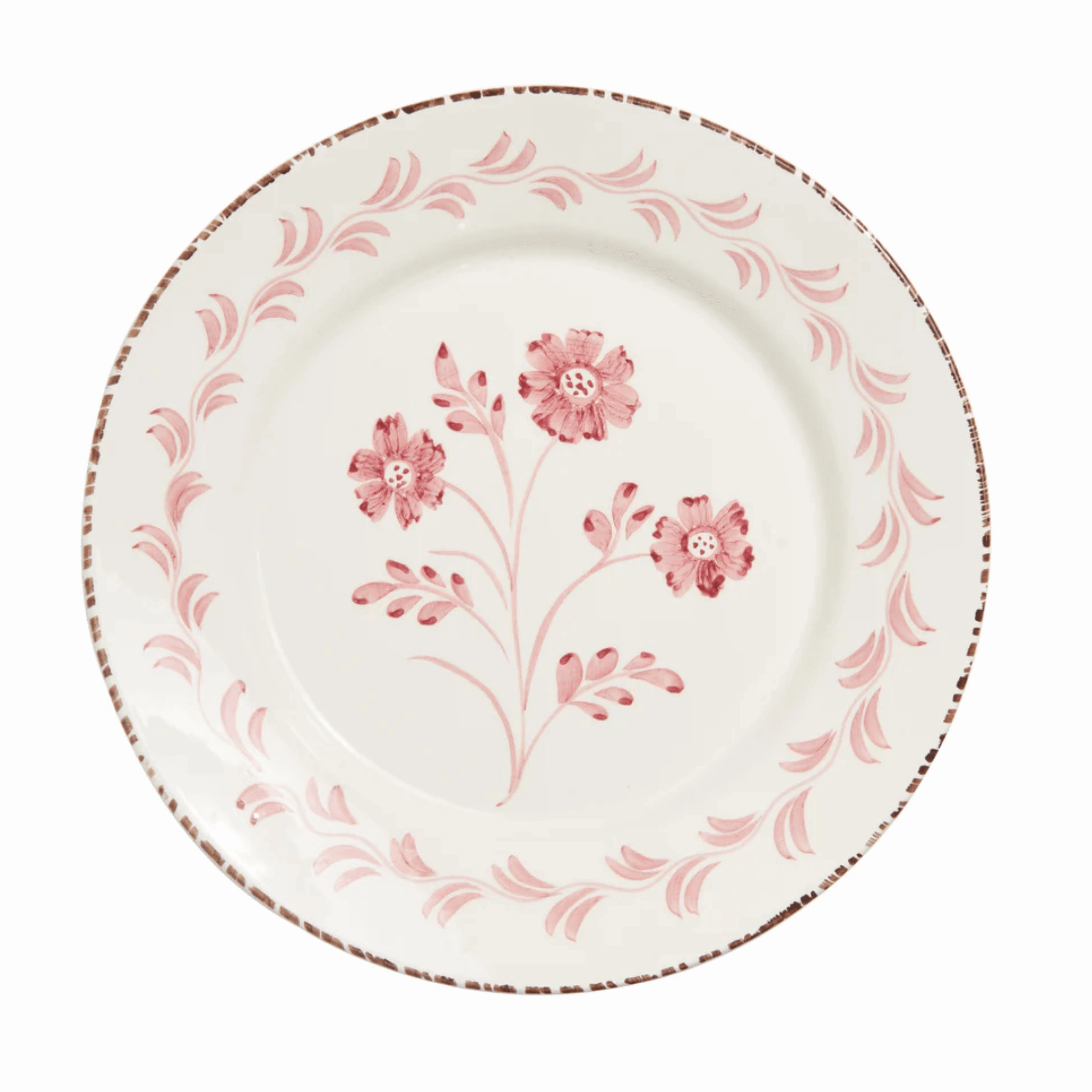 Hand Painted Pink & White Flowers and Vines Dinner Plates cute desktop display