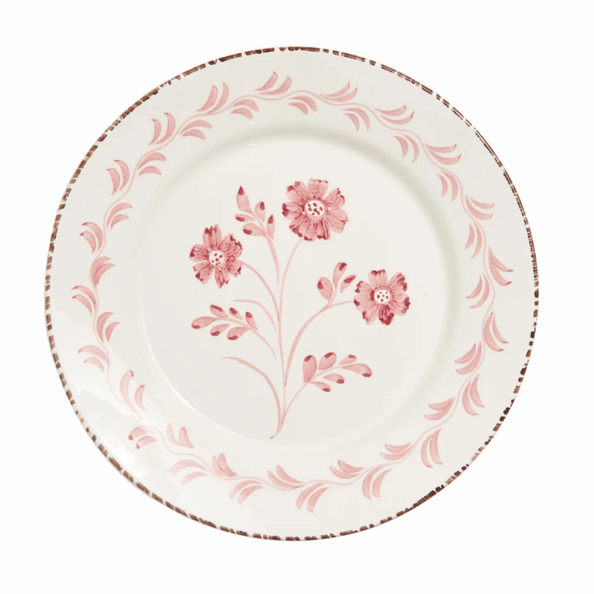 Hand Painted Pink & White Flowers and Vines Dinner Plates mini desktop sculpture
