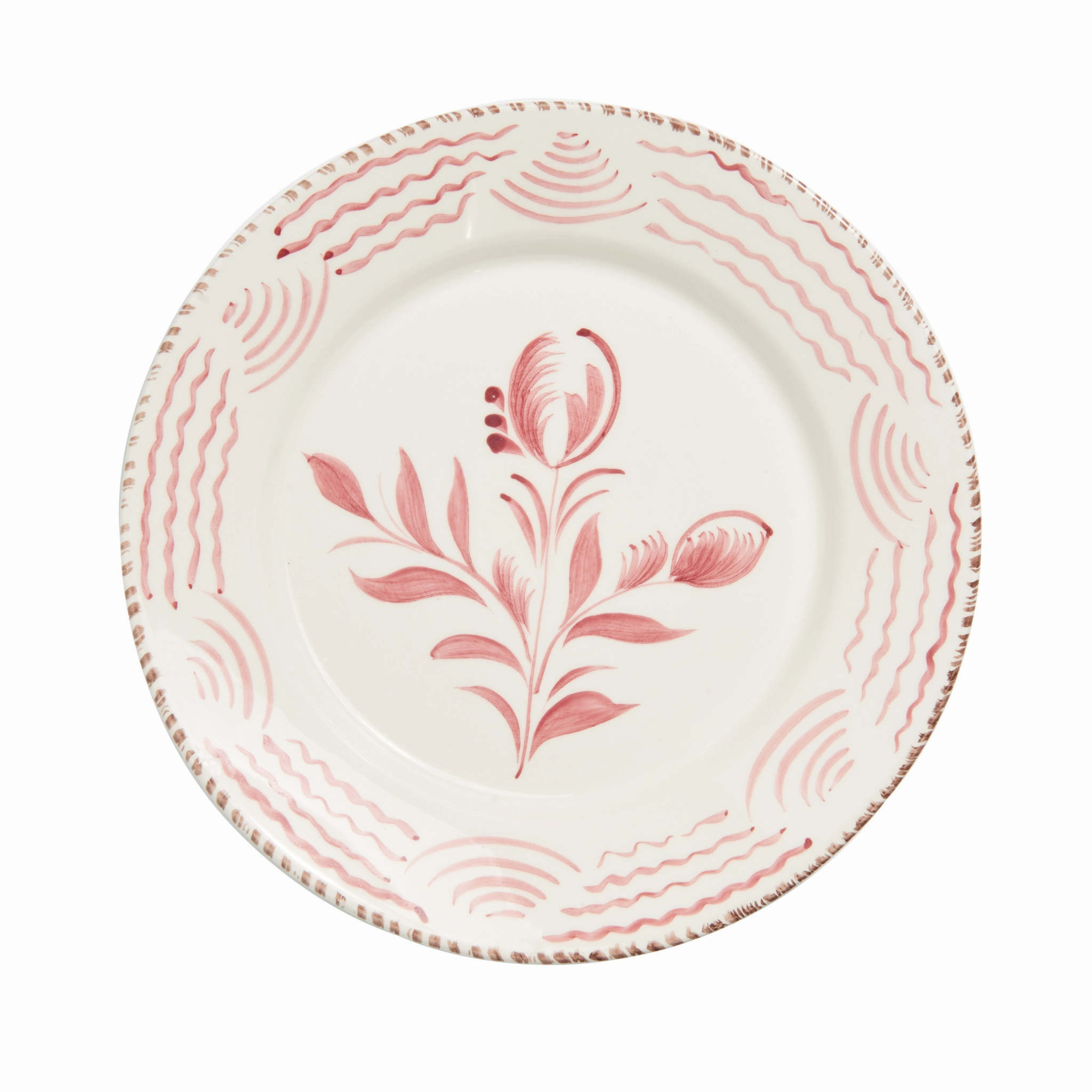Hand Painted Pink & White Flowers and Waves Dinner Plates mini desktop sculpture