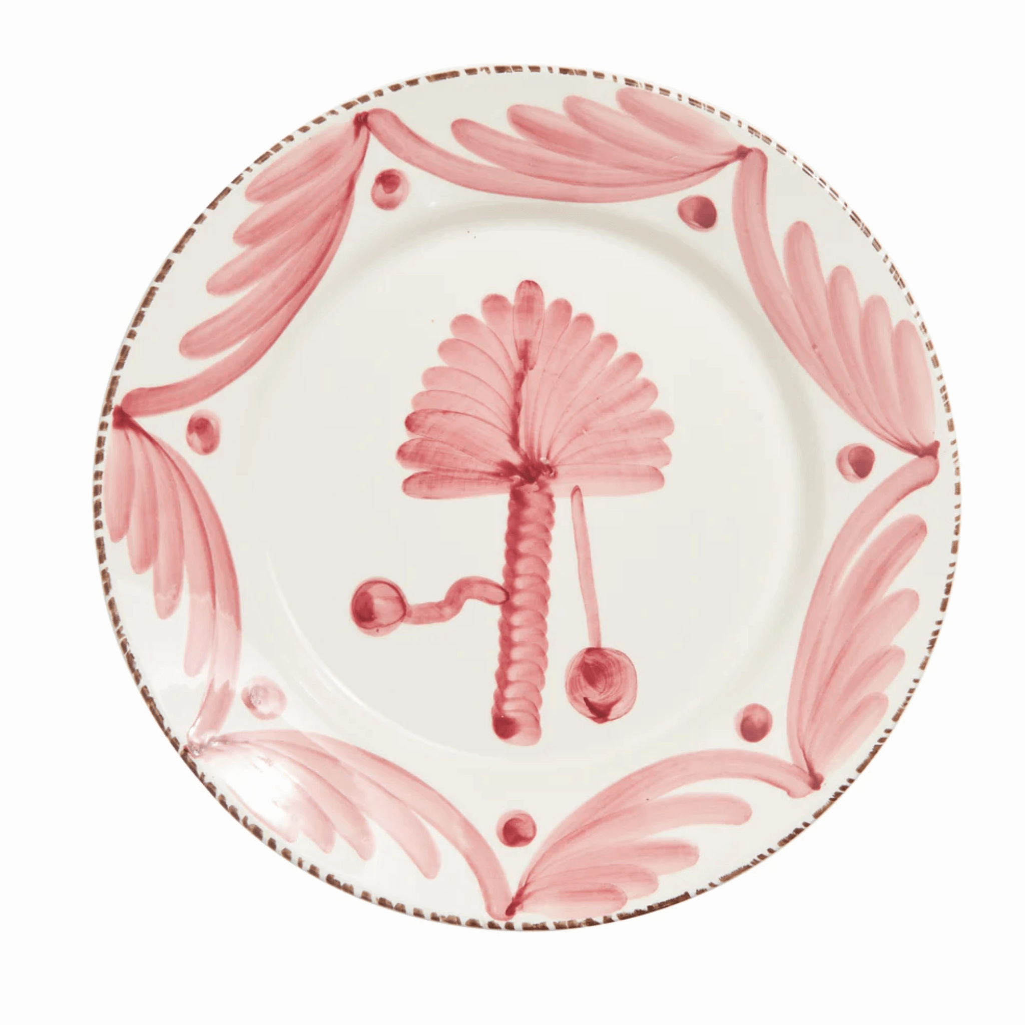 Hand Painted Pink & White Palm Dinner Plates cute desktop display
