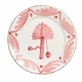 Hand Painted Pink & White Palm Dinner Plates mini desktop sculpture