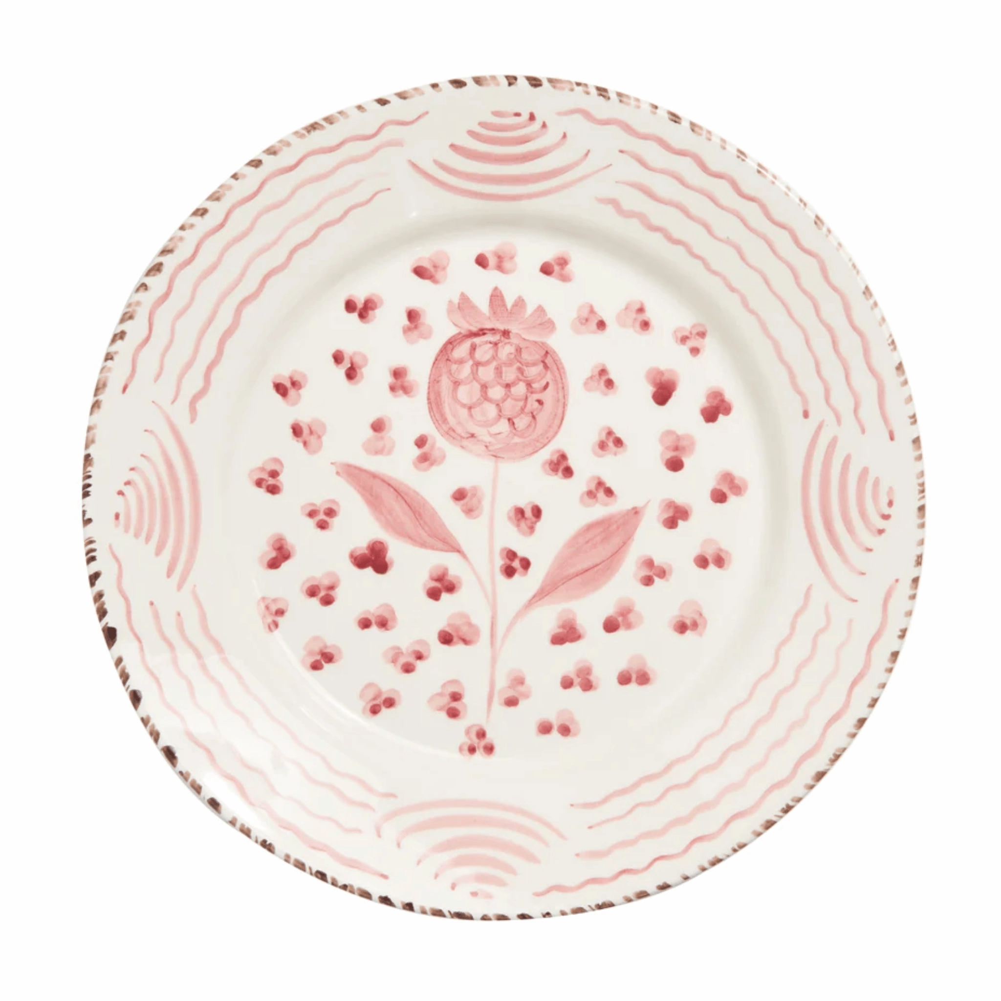 Hand Painted Pink & White Pomegranate Dinner Plates mini desktop sculpture