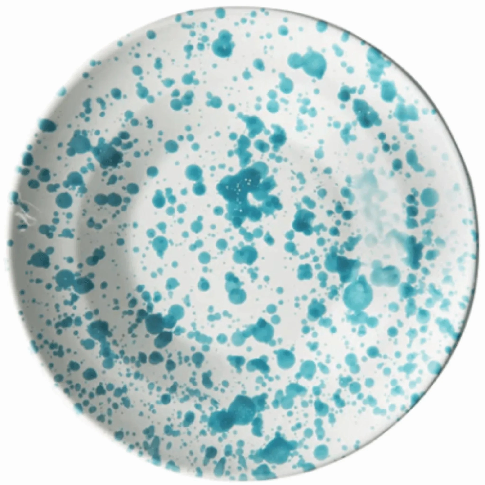 Hand Painted Turquoise & White Italian Soup Bowl cute desktop display