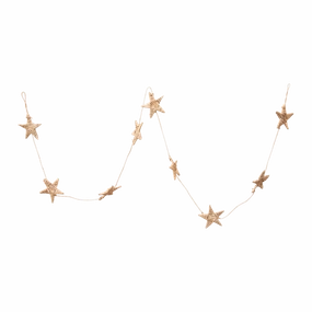 Hand Woven Dried Natural Lata Star Garland minimalist art object  