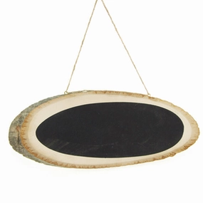 Hanging Wood Chalkboard Sign, Oval, 11-inch wooden room decoration