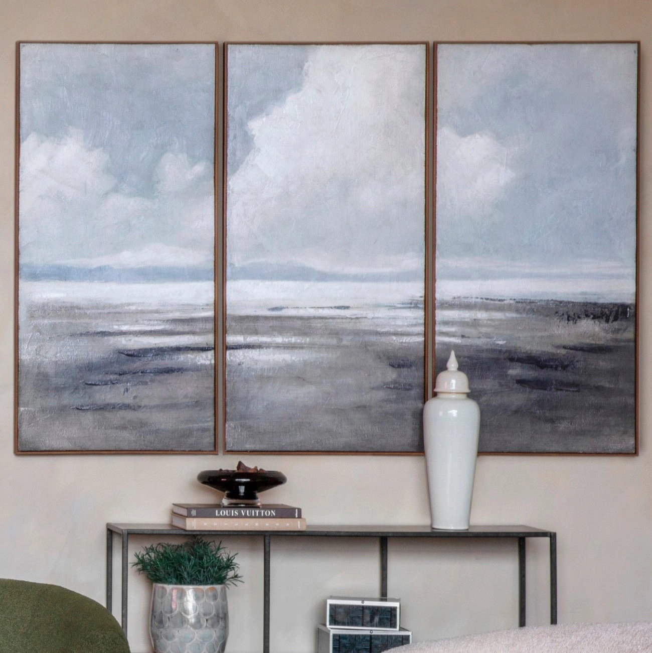 Hazy Horizons Framed Wall Art Set of Three 60cm Wide (Each)