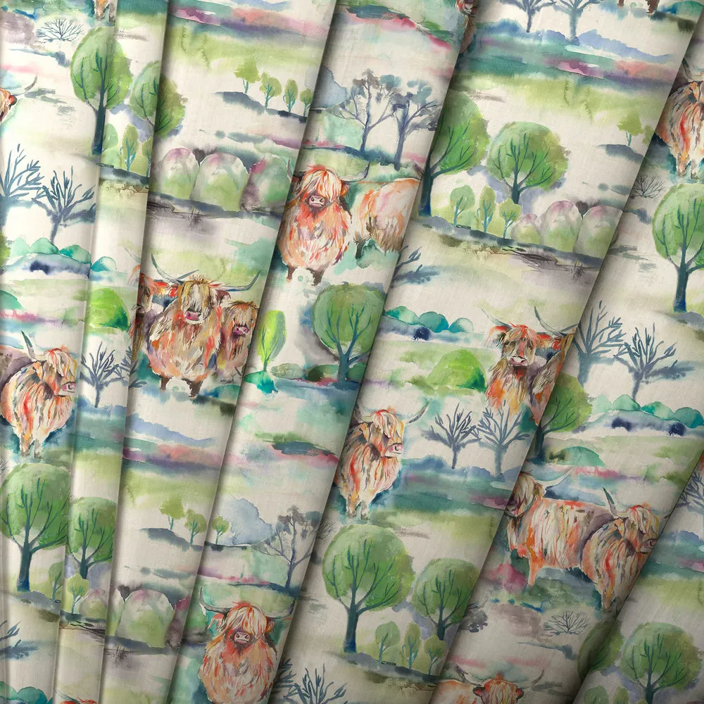 Heilan Herd Printed Cotton Made to Measure Roman Blinds Sage
