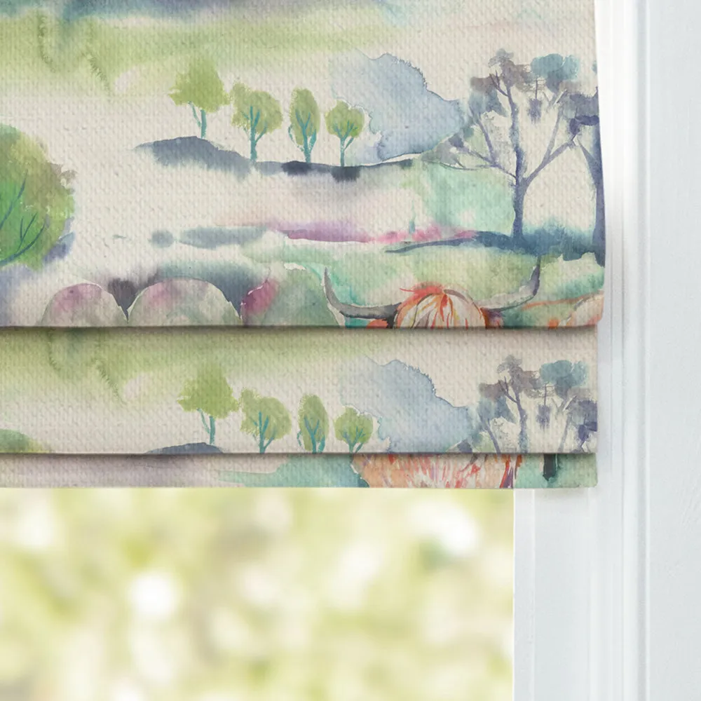Heilan Herd Printed Cotton Made to Measure Roman Blinds Sage