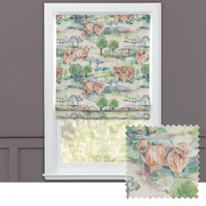 Heilan Herd Printed Cotton Made to Measure Roman Blinds Sage chic floor carpet  