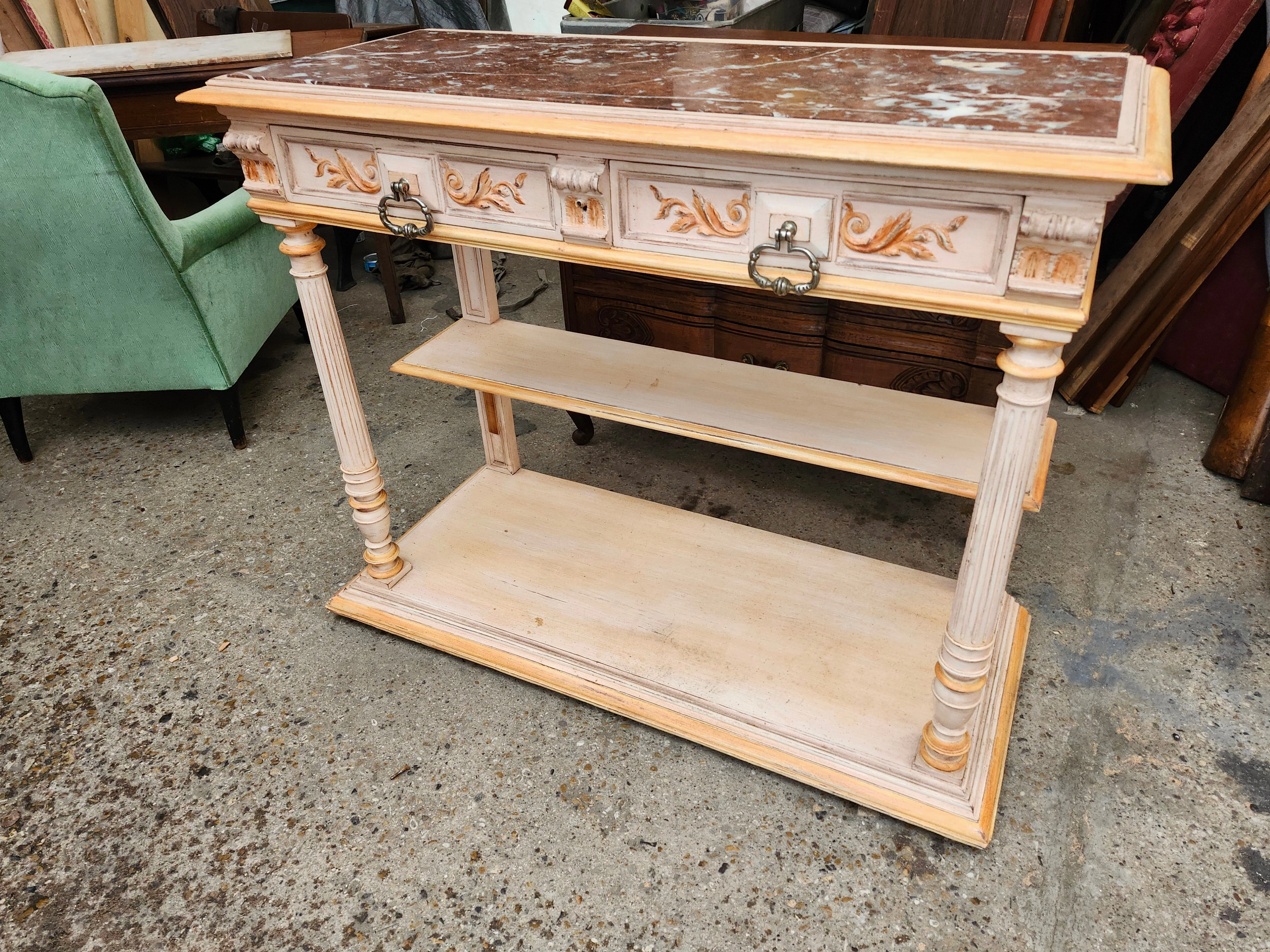 HENRI II PAINTED MARBLE TOP DESSERT SERVER