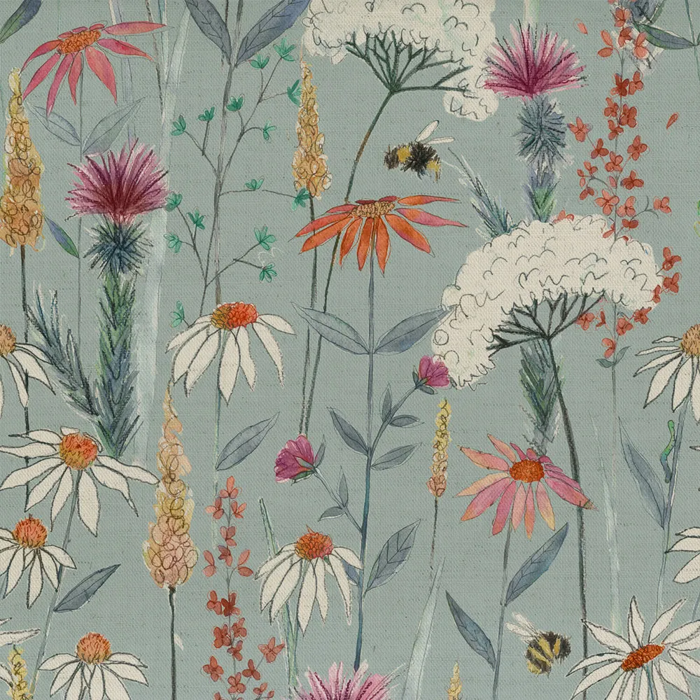 Hermione Printed Cotton Made to Measure Roman Blinds Cornflower