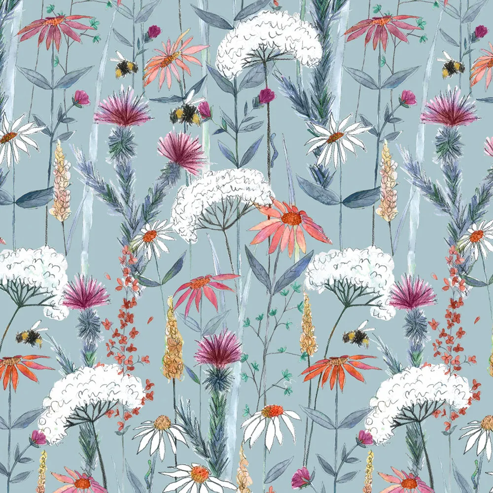 Hermione Printed Cotton Made to Measure Roman Blinds Cornflower