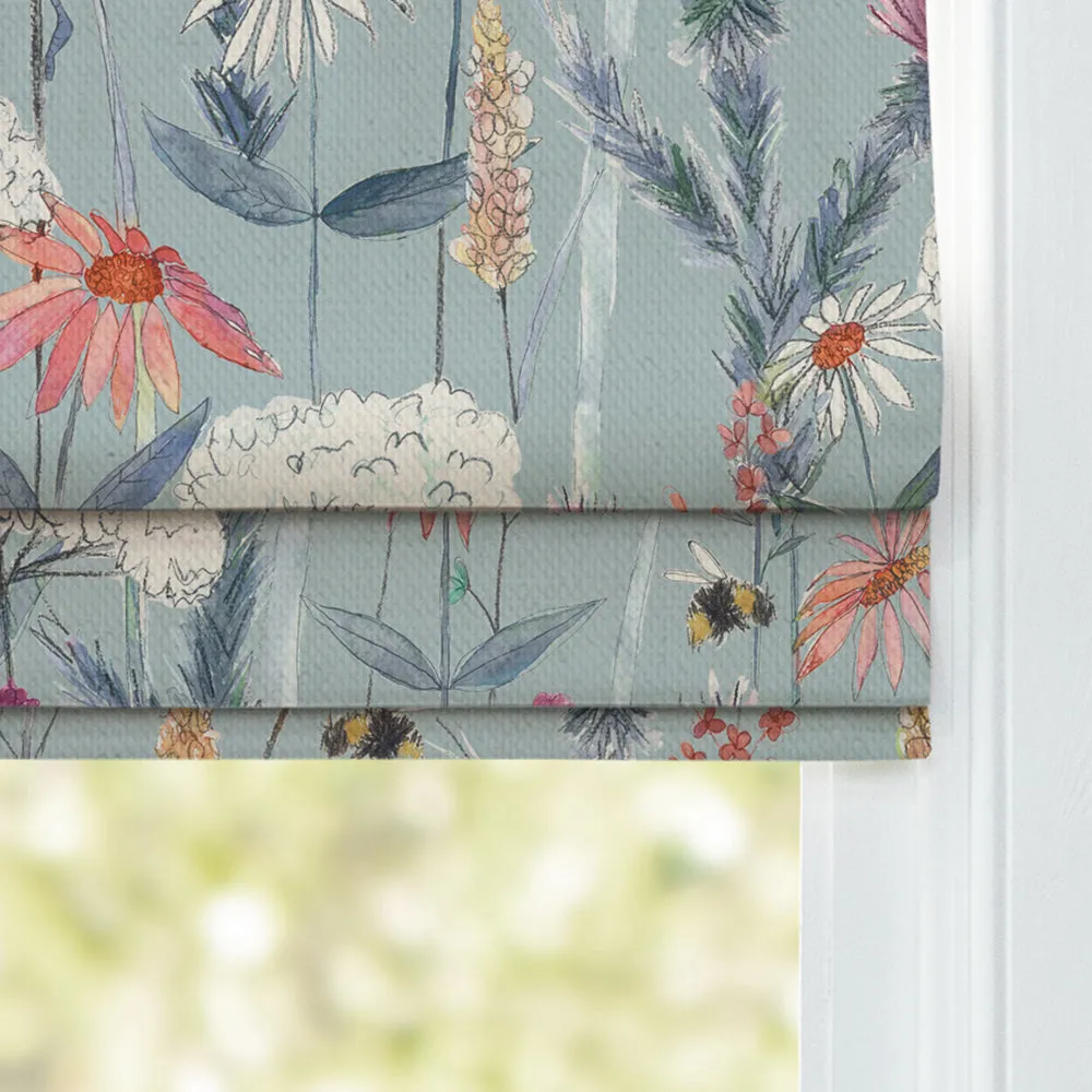 Hermione Printed Cotton Made to Measure Roman Blinds Cornflower