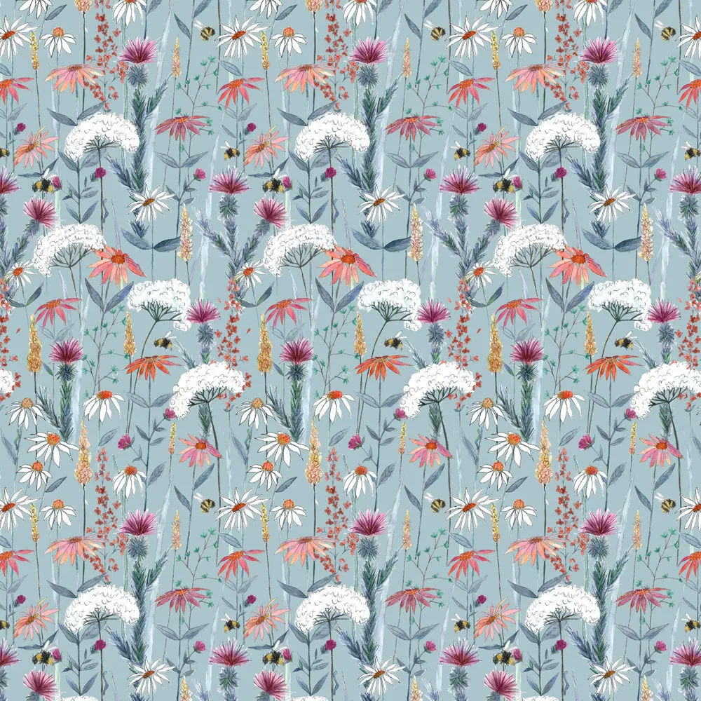 Hermione Printed Cotton Made to Measure Roman Blinds Cornflower