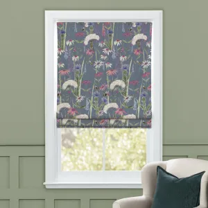 Hermione Printed Cotton Made to Measure Roman Blinds Indigo chic floor carpet  