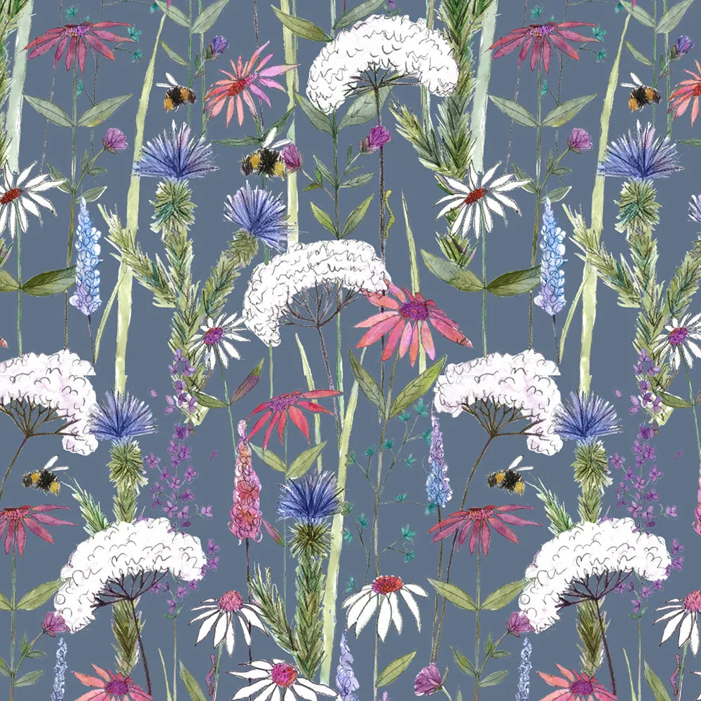 Hermione Printed Cotton Made to Measure Roman Blinds Indigo
