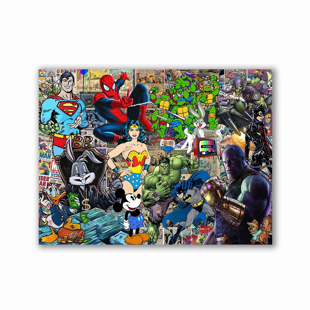 Hero Collage by Kiss Pink framed mural artwork