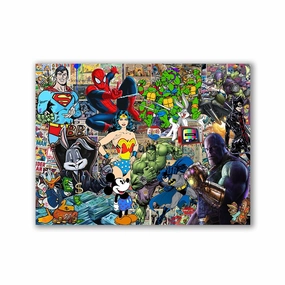 Hero Collage by Kiss Pink framed mural artwork