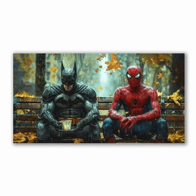 Heroes on Bench by Catill framed mural artwork