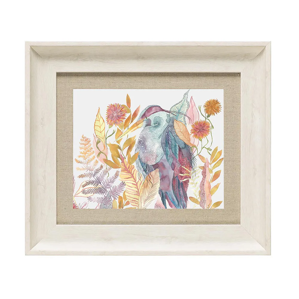 Heron Framed Print Birch/Linen