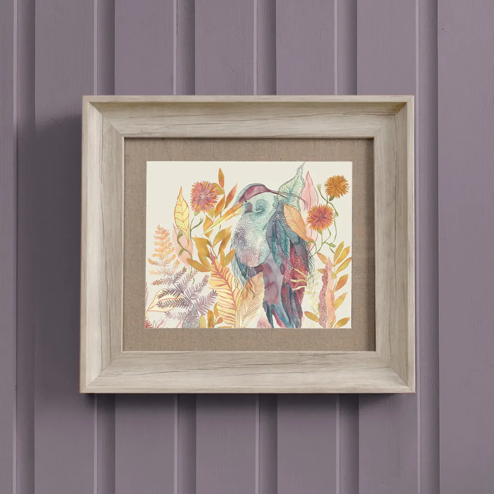 Heron Framed Print Birch/Linen modern fashion rug  