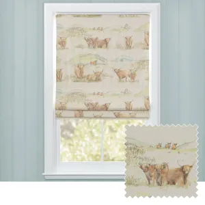Highland Cattle Printed Linen Made to Measure Roman Blinds Natural modern fashion rug  