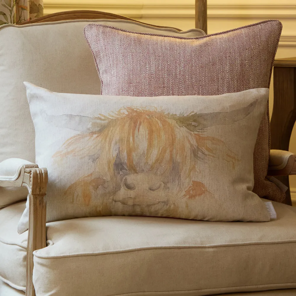 Highland Coo Printed Cushion Natural modern fashion rug  