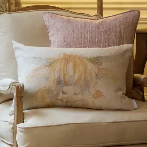 Highland Coo Printed Cushion Natural modern fashion rug  