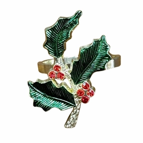 Holly and Berry Napkin Rings, Set of 4 mini desktop sculpture