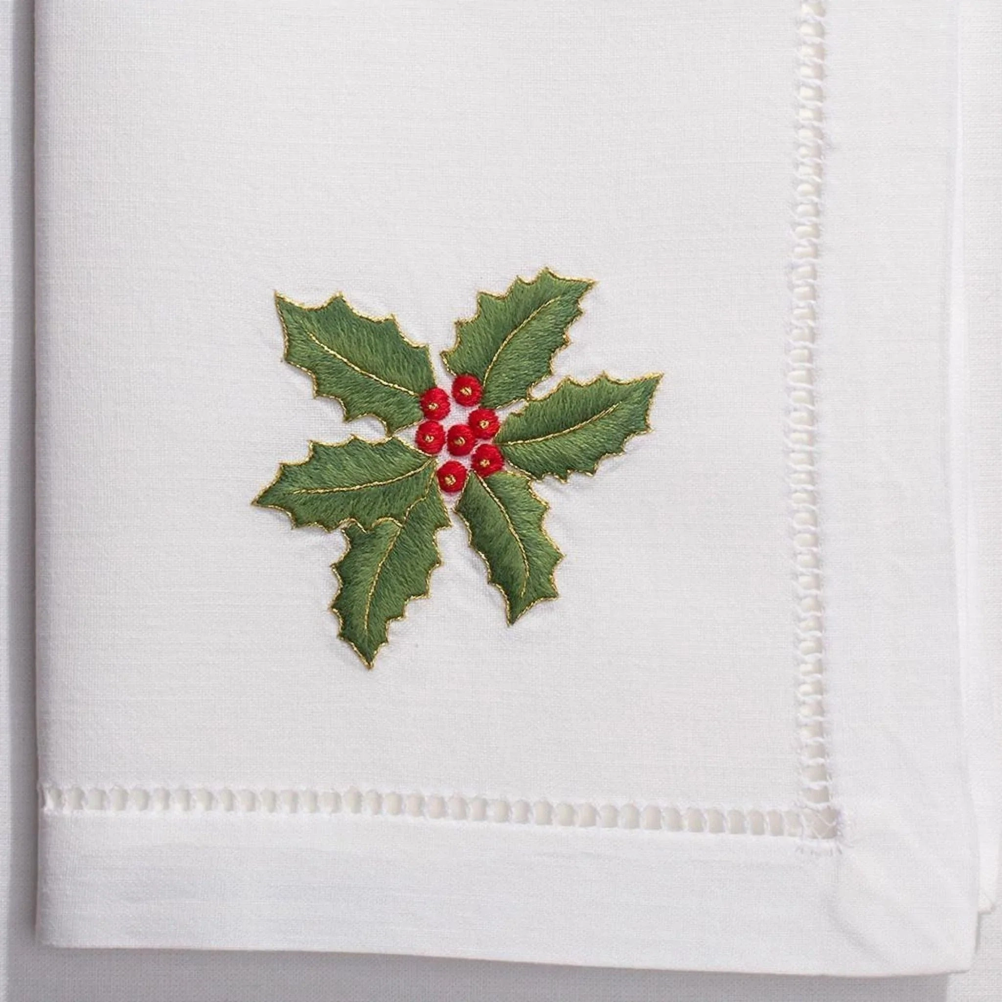 Holly Gold Christmas Dinner Napkin