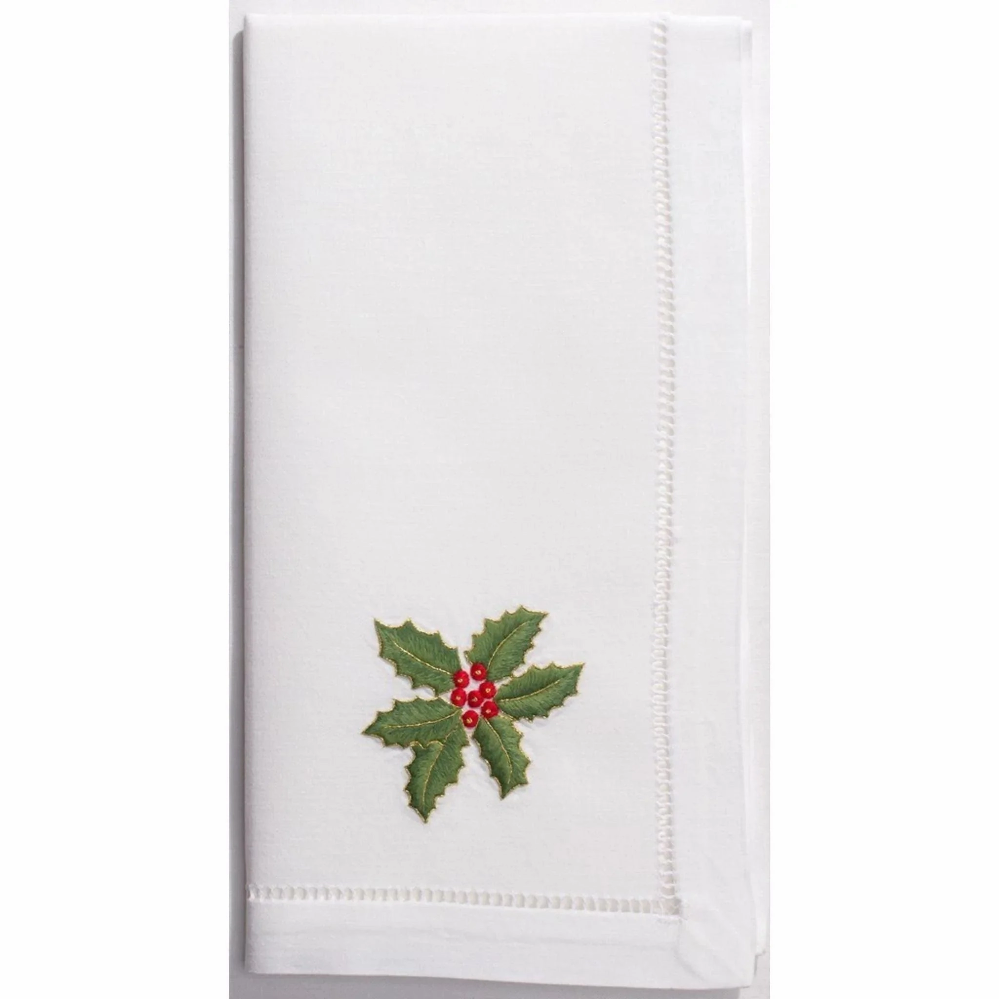 Holly Gold Christmas Dinner Napkin cute desktop display