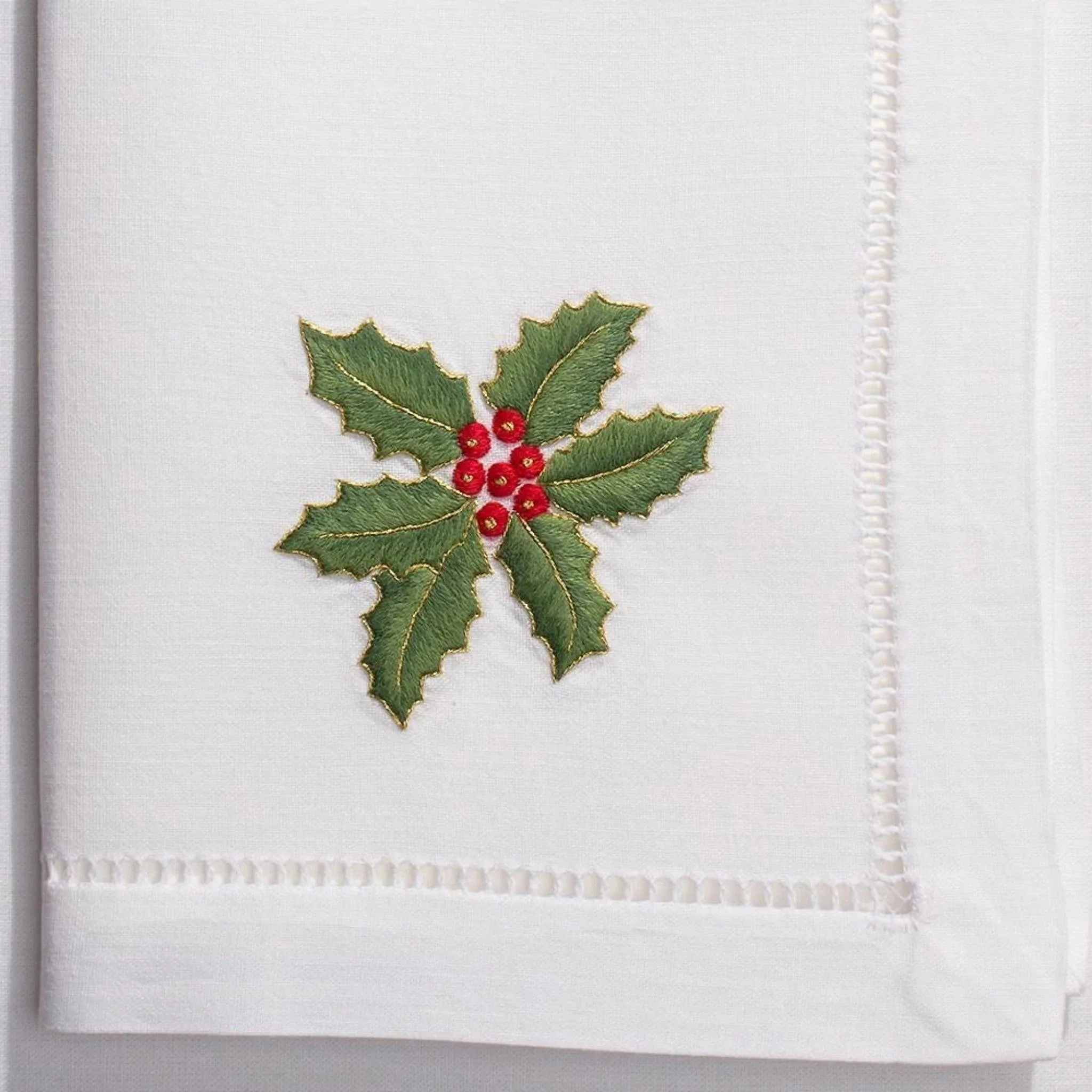 Holly Gold Christmas Dinner Napkin