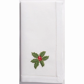 Holly Gold Christmas Dinner Napkin cute desktop display