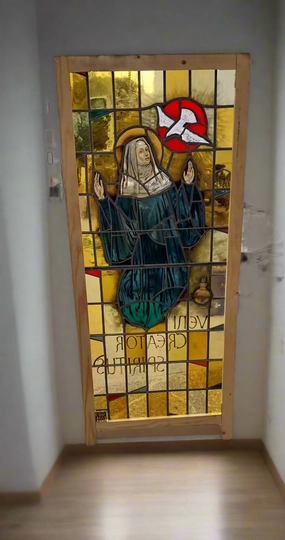 HOLY SPIRIRT DISCENDING AS A DOVE STAINED GLASS WINDOW ATTRIBUTED TO BELGIAN JAN WOUTERS artistic wall mural