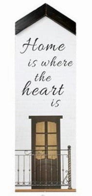 House Shaped Wood Sign - Home is Where the Heart Is... wall pendant decor