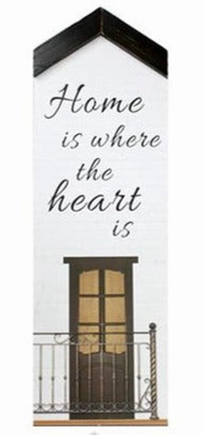House Shaped Wood Sign - Home is Where the Heart Is... wall pendant decor