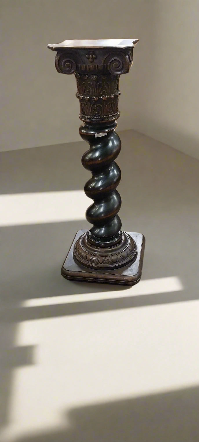HUGE BARLEY TWIST OAK PEDESTAL artistic wall mural
