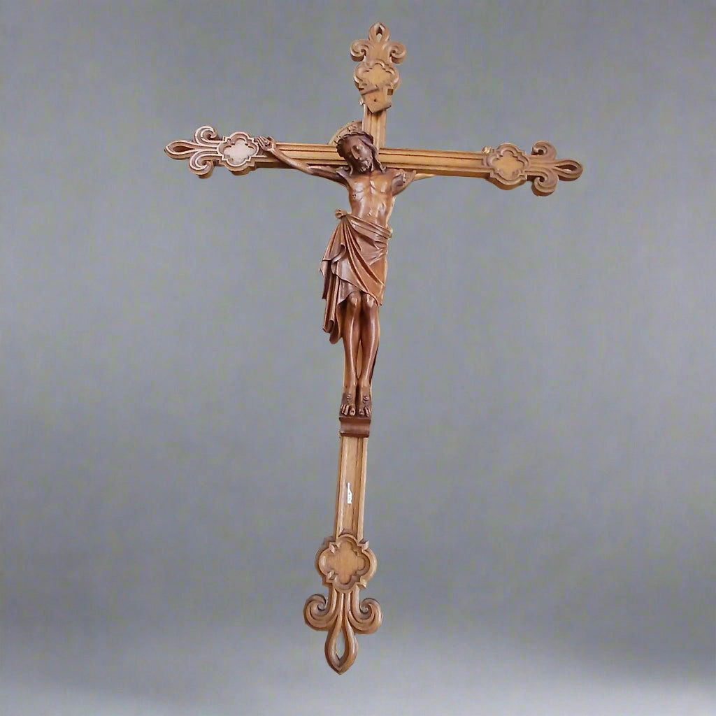 HUGE OAK CRUCIFIX AS FOUND artistic wall mural