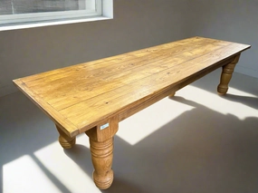HUGE PINE LARGE LEG 10' LONG TABLE artistic wall mural