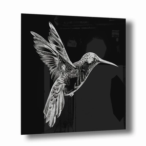 Humming Bird Silver on Acrylic framed mural artwork