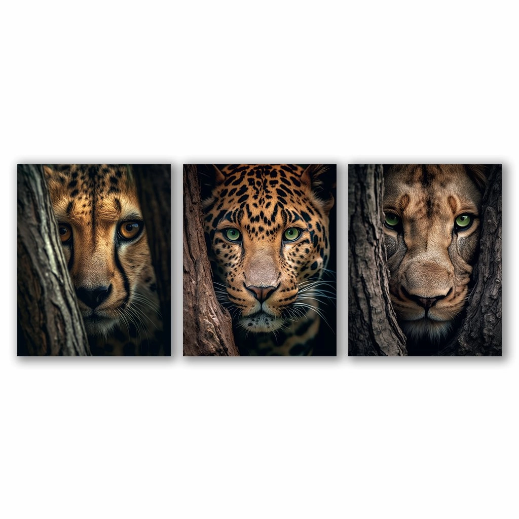 Hunting Big Cats - Tripty by Zenzdesign framed mural artwork