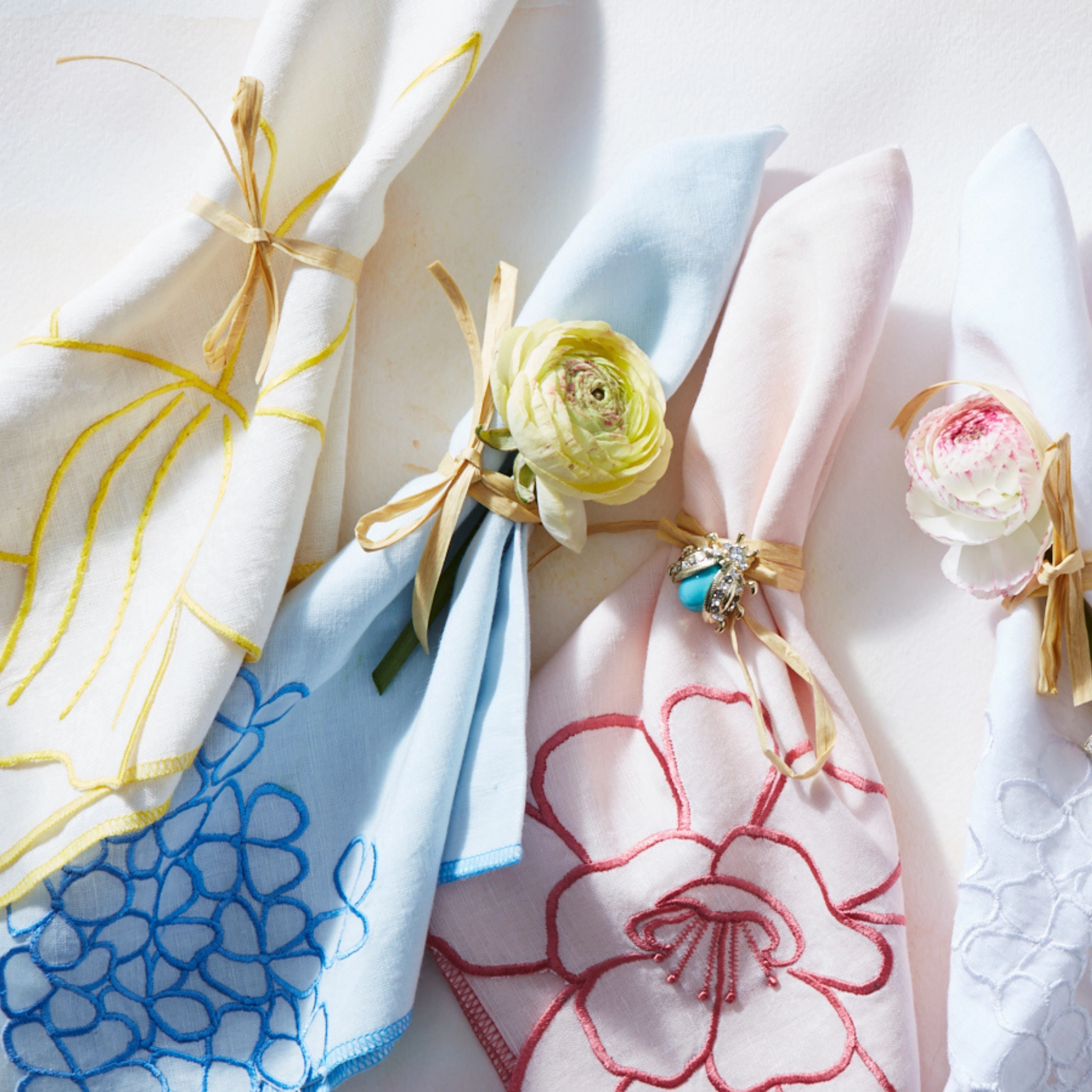 Hydrangea Dinner Napkins, Blue, Set of Two