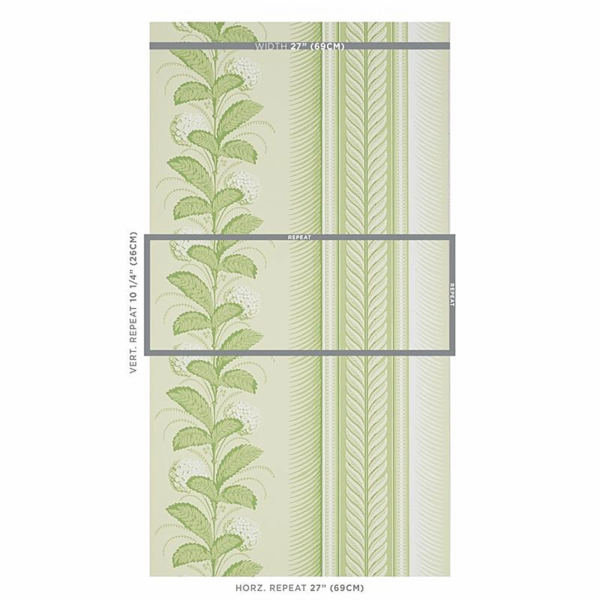 Hydrangea Drape in Green Wallpaper