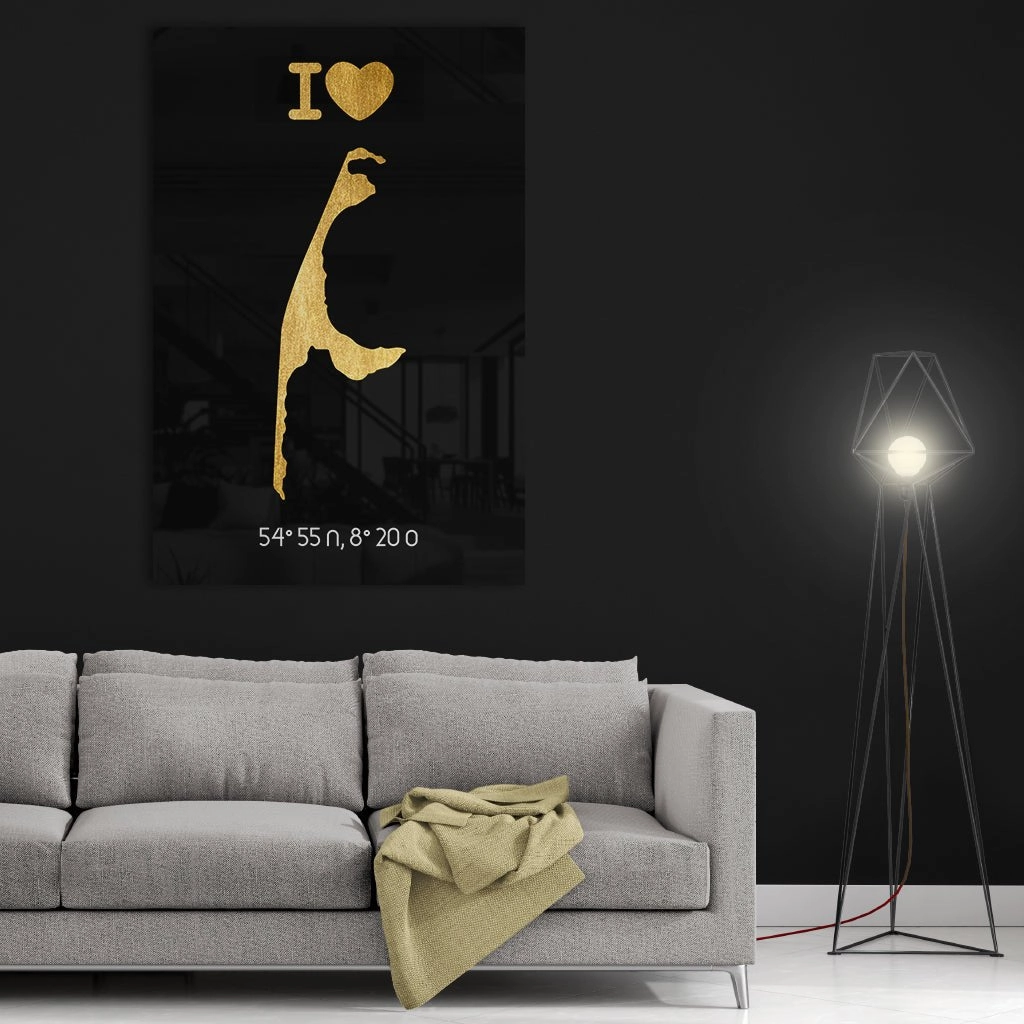 I Love Sylt Coords Gold on Acrylic