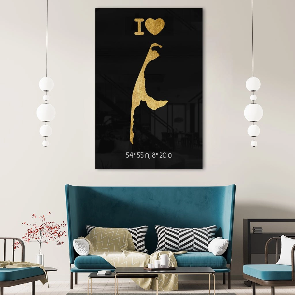 I Love Sylt Coords Gold on Acrylic