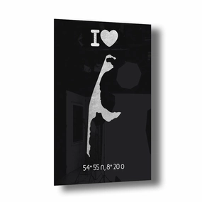 I Love Sylt Coords Silver on Acrylic framed mural artwork