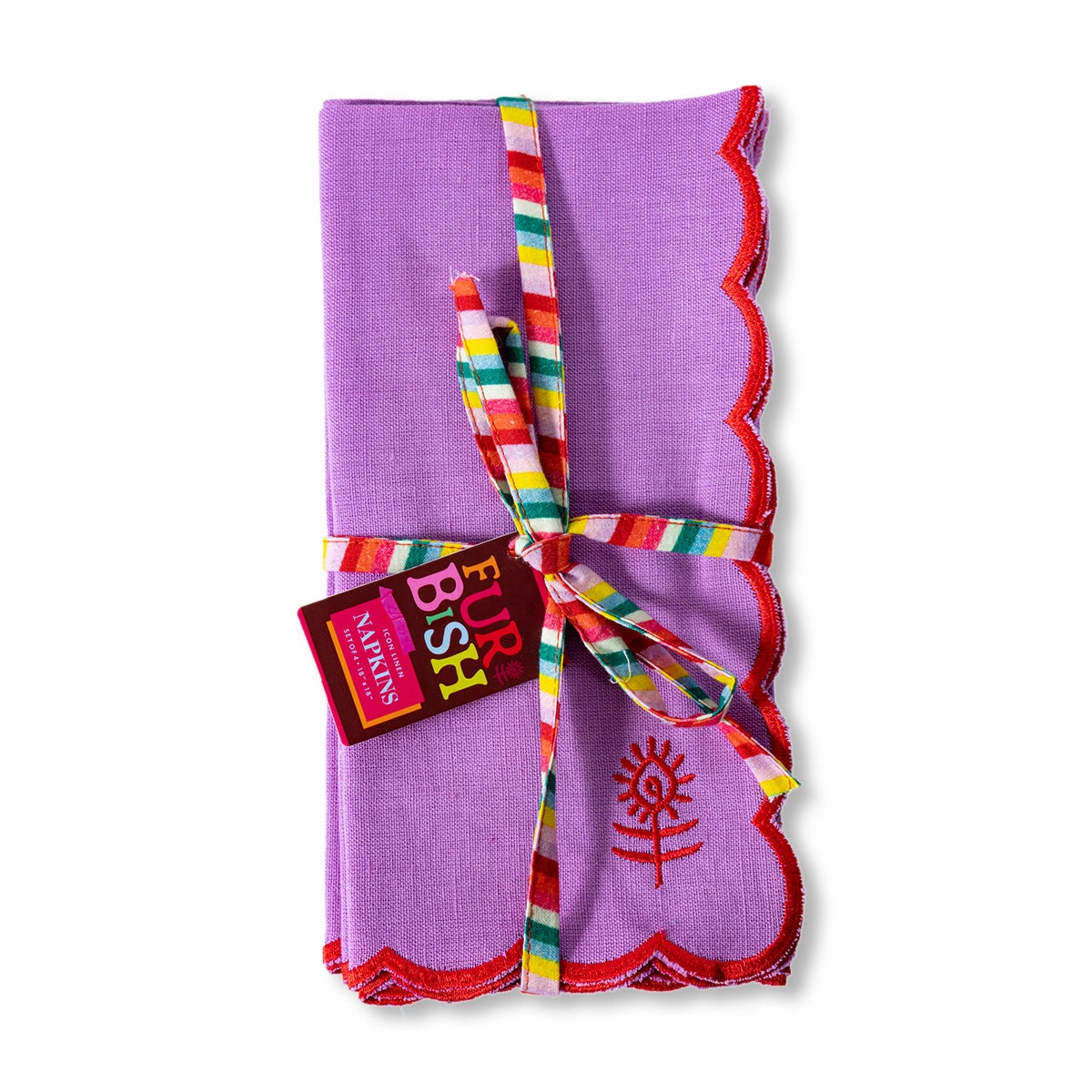 Icon Linen Napkins Set of 4 in Lilac   Cherry