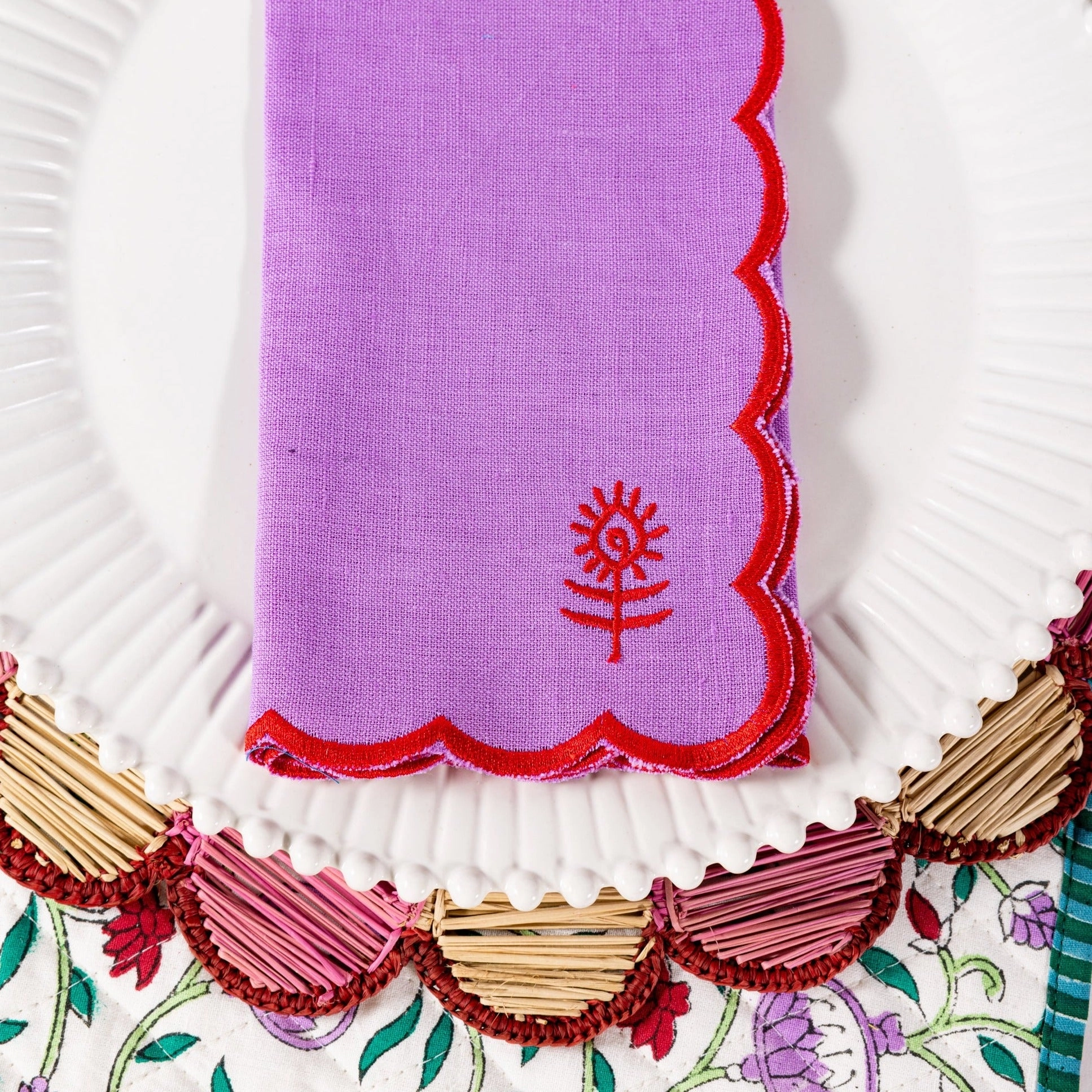 Icon Linen Napkins Set of 4 in Lilac   Cherry