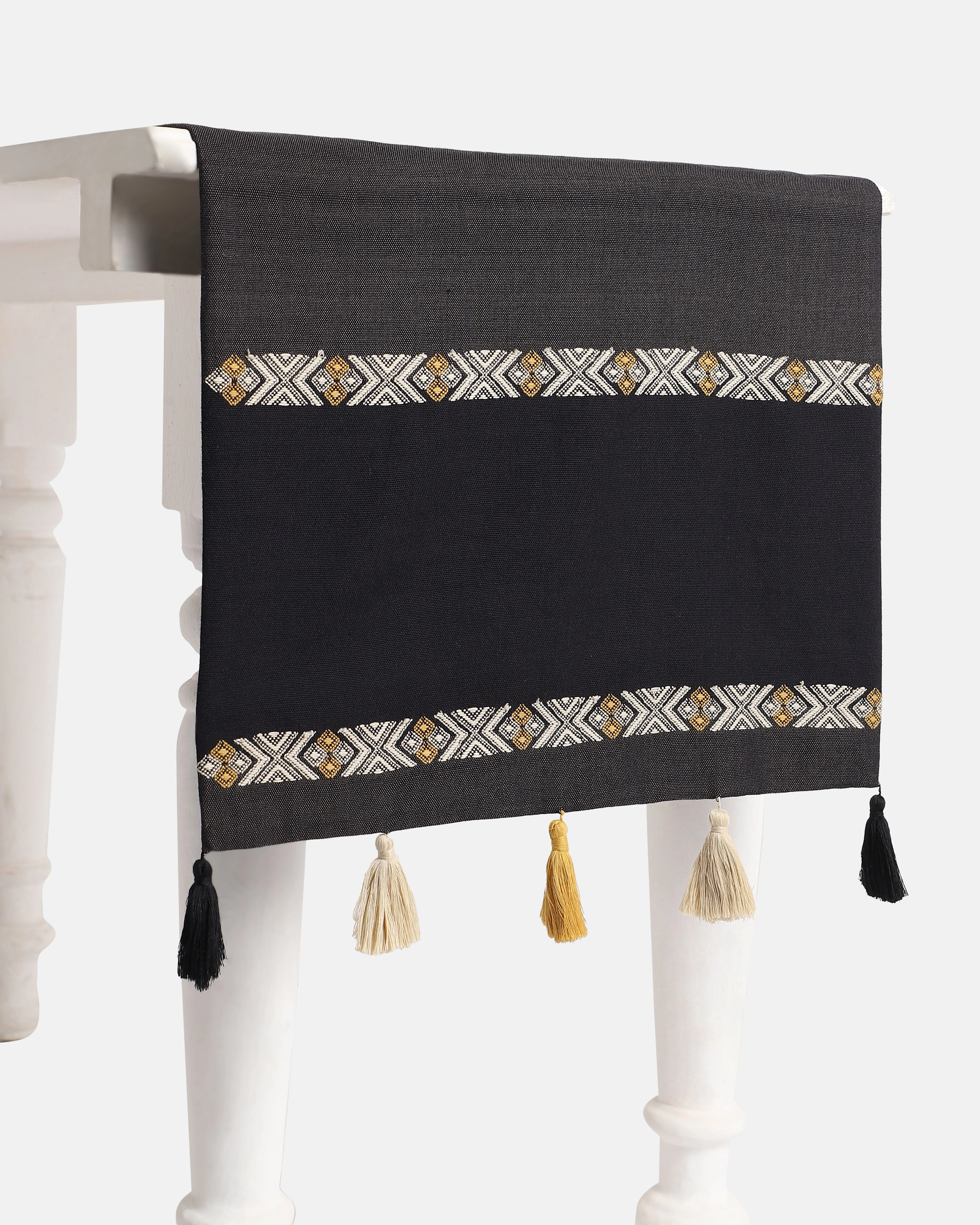 Ilinca Extra Weft Cotton Table Runner ceramic table ornament
