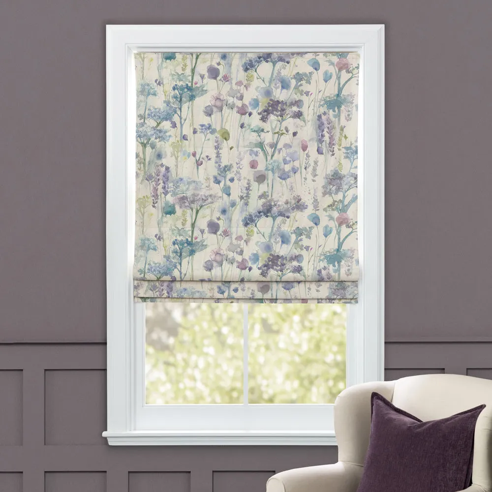 Ilinizas Printed Cotton Made to Measure Roman Blinds Violet Natural